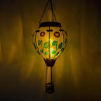 2PC Hot Air Balloon Solar Lantern with 2PC Shepherd Hook, Flickering Flame Hanging Solar Lanterns Outdoor Lights Waterproof Lanterns Decorative Garden Patio Yard Party Decor (Sunflower) - Che Cose Belle