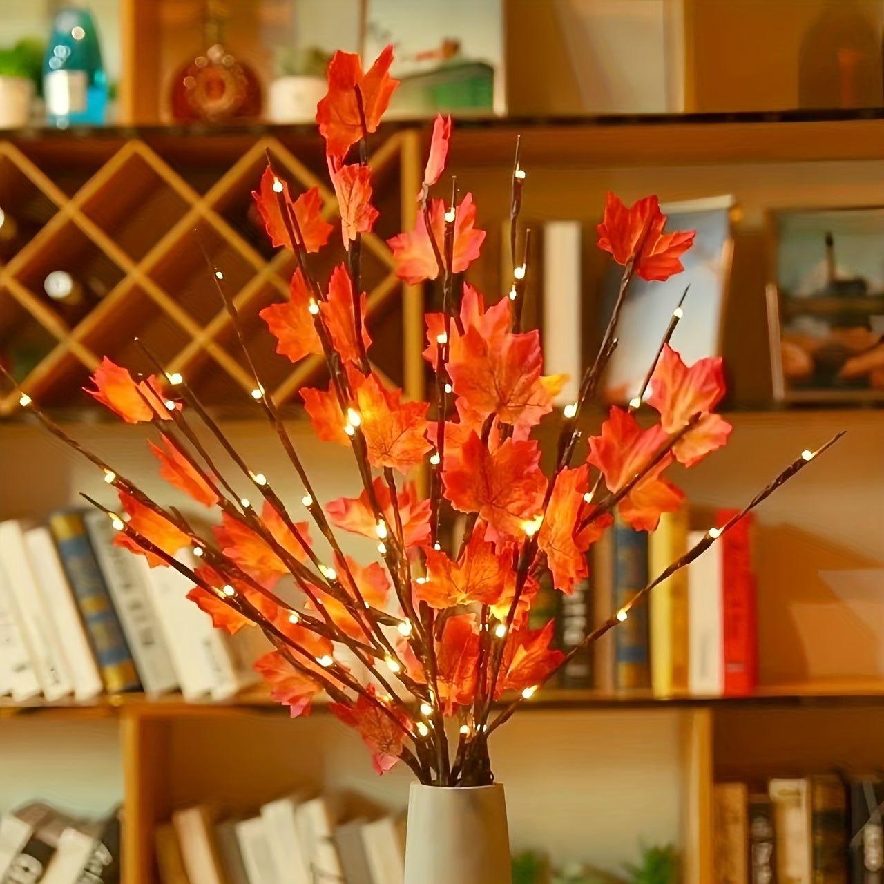 2pcs Set of Artificial Tree Branch LED Lights - Battery - Powered, 20 Leds Per Vase, Vase - Filled Decorative Lights for Home, Romantic Bedside Lamp, Christmas, Halloween, Thanksgiving, Hanukkah, Wedding, Valentine'S Day, Metal & - Che Cose Belle
