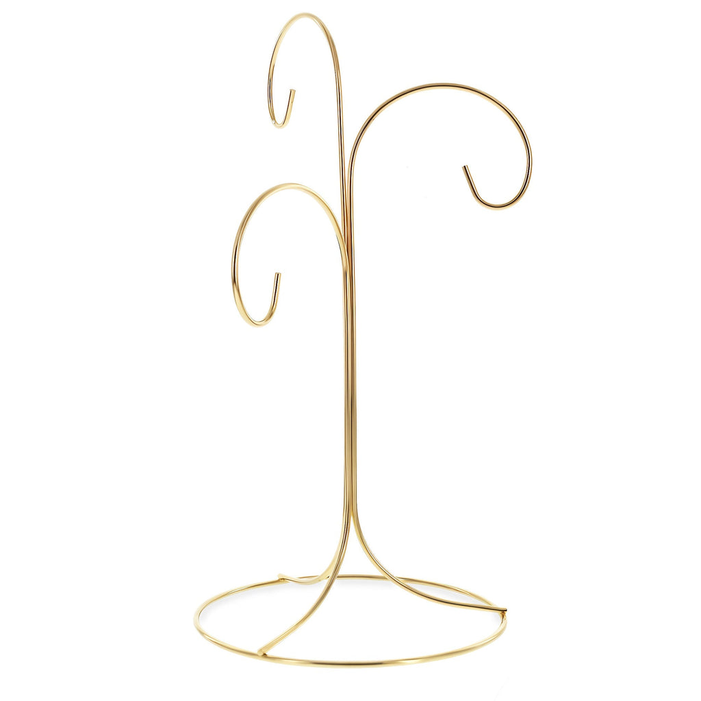 3 - Arm 3 - Tier Gold Brass Metal Ornament Stand Display 10.75 Inches (Taiwan) - Che Cose Belle