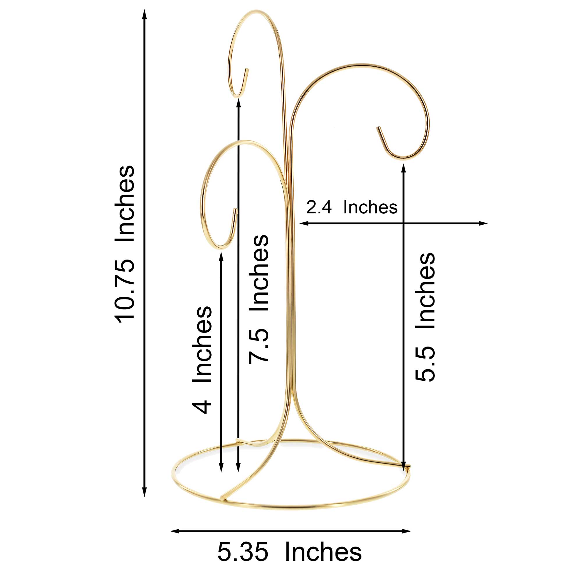 3 - Arm 3 - Tier Gold Brass Metal Ornament Stand Display 10.75 Inches (Taiwan) - Che Cose Belle