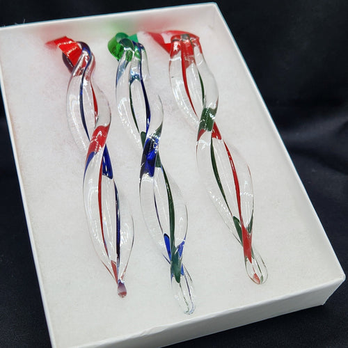 3 Handmade Glass Icicle Ornaments - Beautifully Wrapped for Holiday Giving! - Che Cose Belle