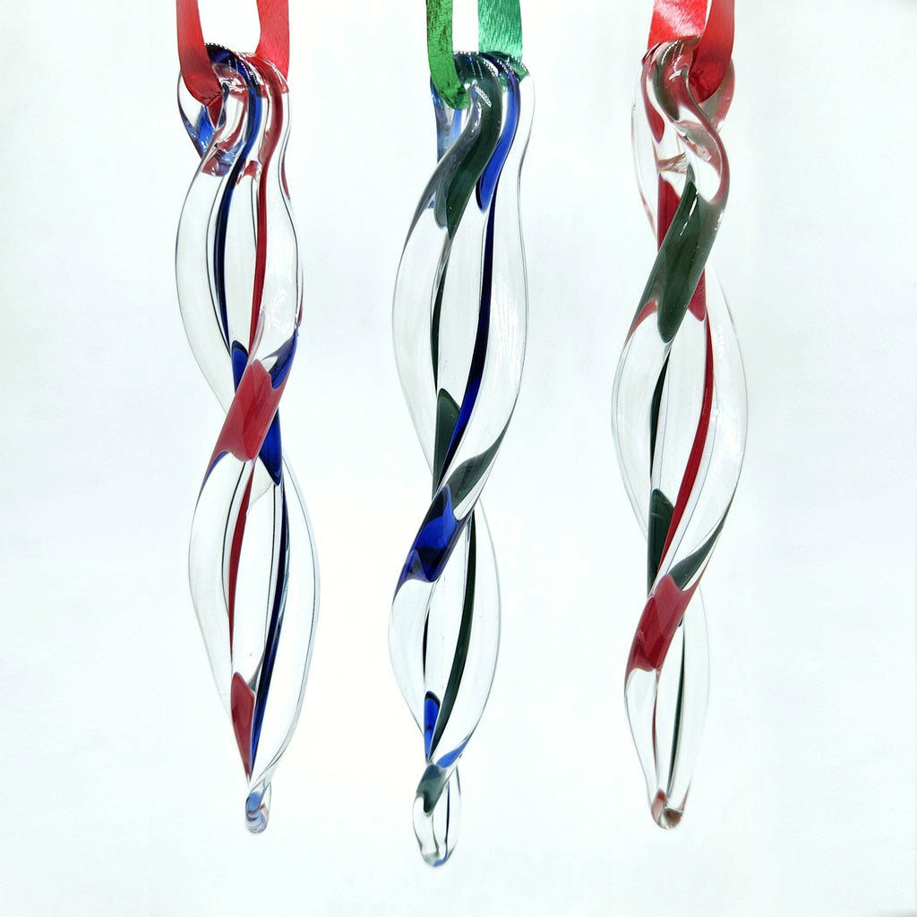 3 Handmade Glass Icicle Ornaments - Beautifully Wrapped for Holiday Giving! - Che Cose Belle