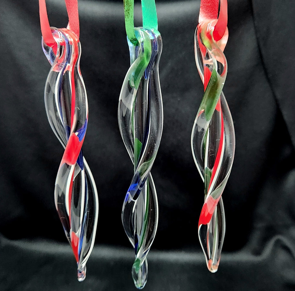 3 Handmade Glass Icicle Ornaments - Beautifully Wrapped for Holiday Giving! - Che Cose Belle