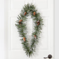 3' Holiday Christmas Geometric Diamond Frosted Wreath with Pinecones and 50 Warm White LED Lights - Che Cose Belle