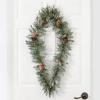 3' Holiday Christmas Geometric Diamond Frosted Wreath with Pinecones and 50 Warm White LED Lights - Che Cose Belle