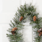 3' Holiday Christmas Geometric Diamond Frosted Wreath with Pinecones and 50 Warm White LED Lights - Che Cose Belle