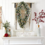 3' Holiday Christmas Geometric Diamond Frosted Wreath with Pinecones and 50 Warm White LED Lights - Che Cose Belle
