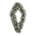 3' Holiday Christmas Geometric Diamond Frosted Wreath with Pinecones and 50 Warm White LED Lights - Che Cose Belle