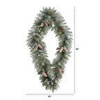 3' Holiday Christmas Geometric Diamond Frosted Wreath with Pinecones and 50 Warm White LED Lights - Che Cose Belle