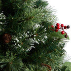 3' Holiday Pre-Lit Snow Tip Greenery, Berries and Pinecones Plant in Urn with 100 LED Lights - Che Cose Belle