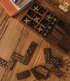 3-in-1 Game Set Dice, Dominoes, Tic Tac Toe - Handcrafted Wood - Che Cose Belle