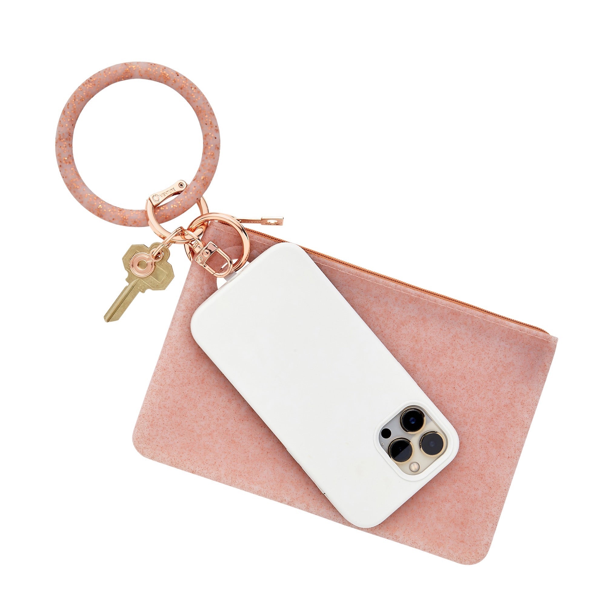 Large Pouch Wristlet Set - Rose Gold Confetti