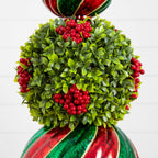3' Pre-Lit Artificial Christmas Ornament Boxwood Topiary Tree with 70 Warm White LED Lights - Che Cose Belle