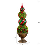 3' Pre-Lit Artificial Christmas Ornament Boxwood Topiary Tree with 70 Warm White LED Lights - Che Cose Belle