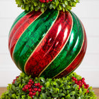 3' Pre-Lit Artificial Christmas Ornament Boxwood Topiary Tree with 70 Warm White LED Lights - Che Cose Belle