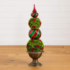 3' Pre-Lit Artificial Christmas Ornament Boxwood Topiary Tree with 70 Warm White LED Lights - Che Cose Belle