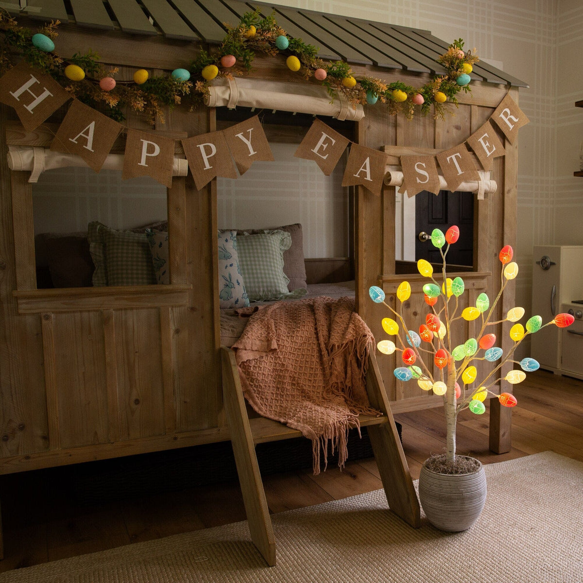 3' Pre-Lit Artificial Easter Twig Tree with 40 Egg Shaped LED Ornaments - Che Cose Belle