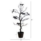 3' Pre-Lit Artificial Halloween Black Spooky Twig Tree with Bats and 100 Orange & Purple LED Lights - Che Cose Belle
