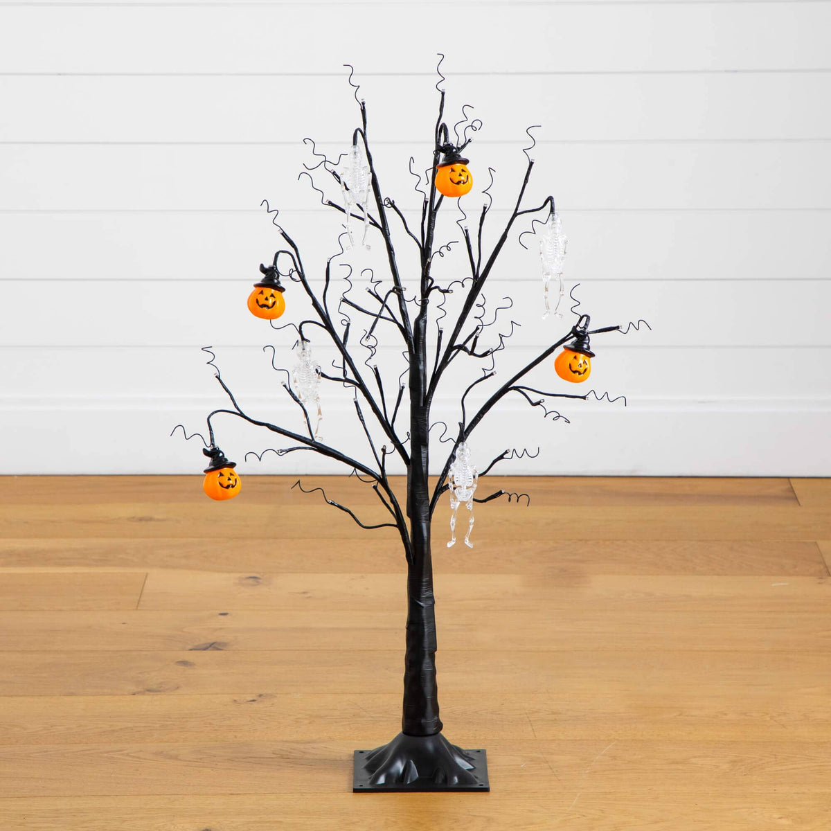 3' Pre-Lit Artificial Halloween Pumpkins and Skulls Ornament Tree with 48 Warm White LED Lights - Che Cose Belle