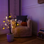 3' Pre-Lit Artificial Halloween Pumpkins and Skulls Ornament Tree with 48 Warm White LED Lights - Che Cose Belle