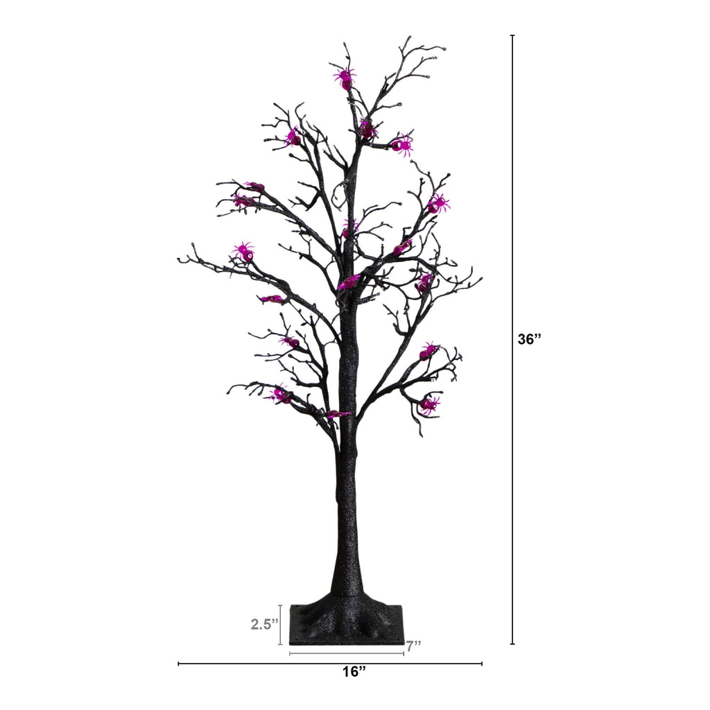 3' Pre-Lit Artificial Halloween Spider Twig Tree with 36 Purple LED Lights - Che Cose Belle
