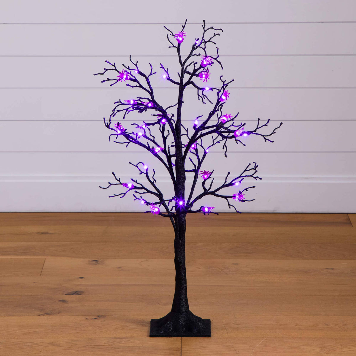 3' Pre-Lit Artificial Halloween Spider Twig Tree with 36 Purple LED Lights - Che Cose Belle