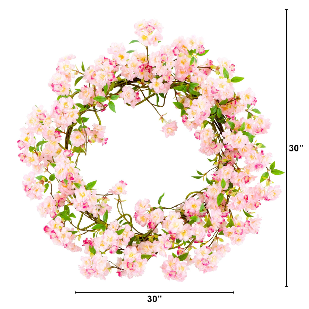 30” Artificial Pink Cherry Blossom Wreath - Che Cose Belle