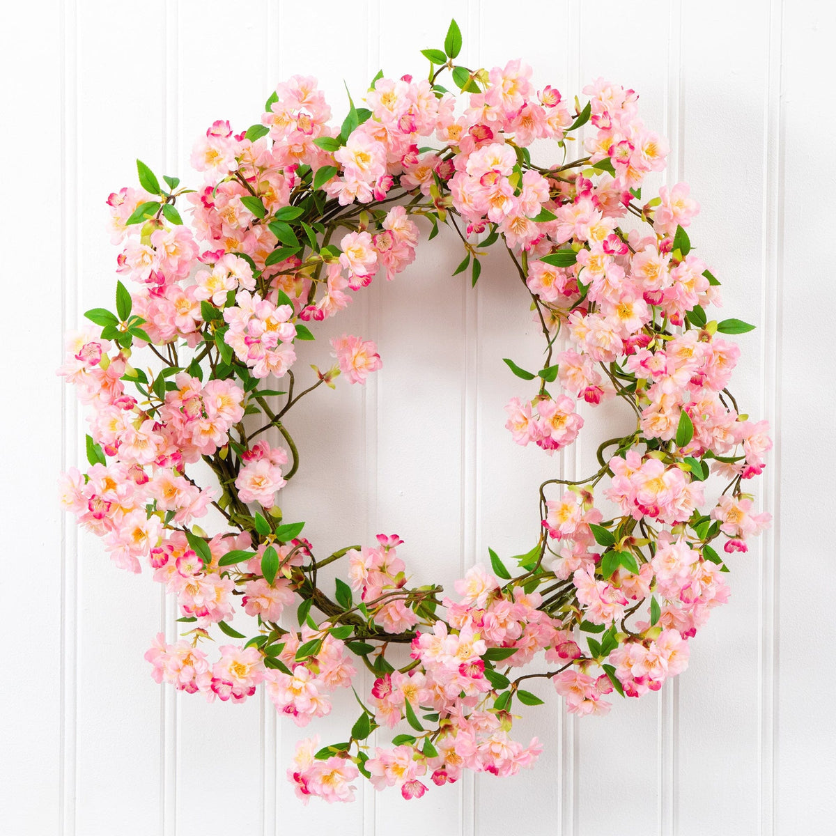 30” Artificial Pink Cherry Blossom Wreath - Che Cose Belle