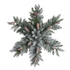 30” Pre-Lit Flocked Snowflake Artificial Dunhill Fir Wreath with Pinecones and 40 LED Lights - Che Cose Belle