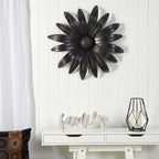 30” x 30” Brushed Metal Daisy Flower Sconce Candle Holder Wall Art Decor - Che Cose Belle