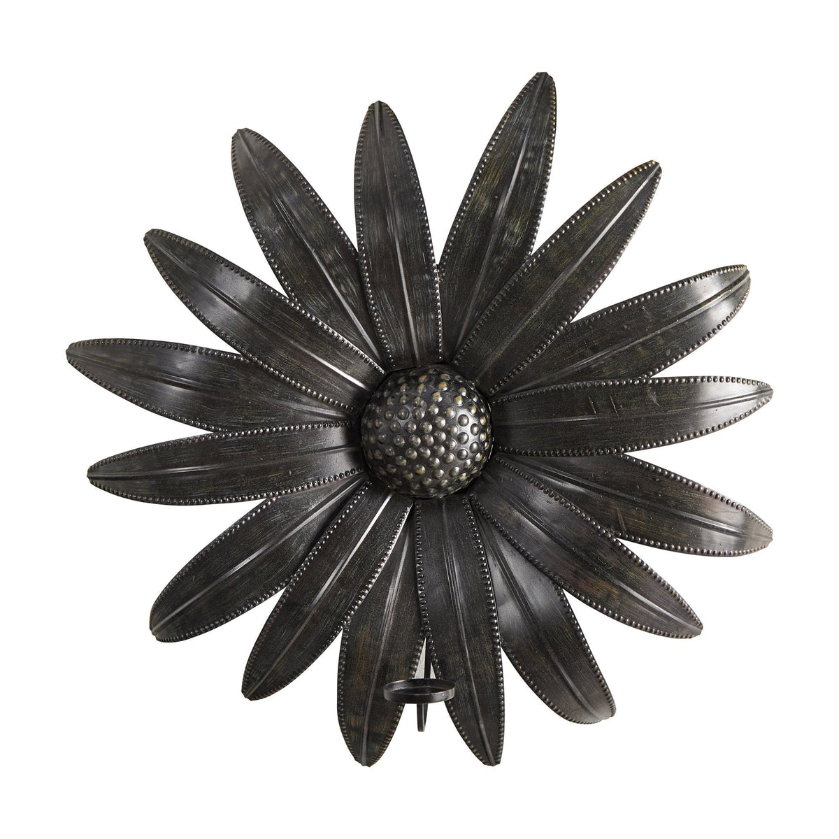 30” x 30” Brushed Metal Daisy Flower Sconce Candle Holder Wall Art Decor - Che Cose Belle