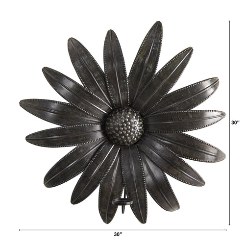 30” x 30” Brushed Metal Daisy Flower Sconce Candle Holder Wall Art Decor - Che Cose Belle