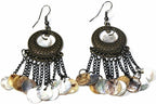 Boho Gypsy Mother Of Pearl Light Dangle Earrings 3 Inch