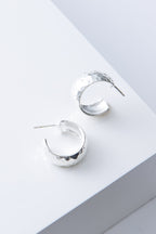 Wide Hammered Hoops, Silver