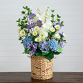 31” Artificial Mixed Flower & Hydrangea Arrangement in Hyacinth Weave Basket - Che Cose Belle