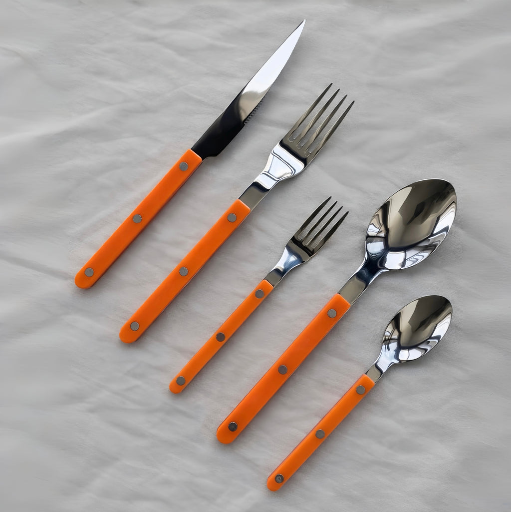 S/10 French Retro Flatware Set, Stainless Steel Rivet Cutlery Silverware