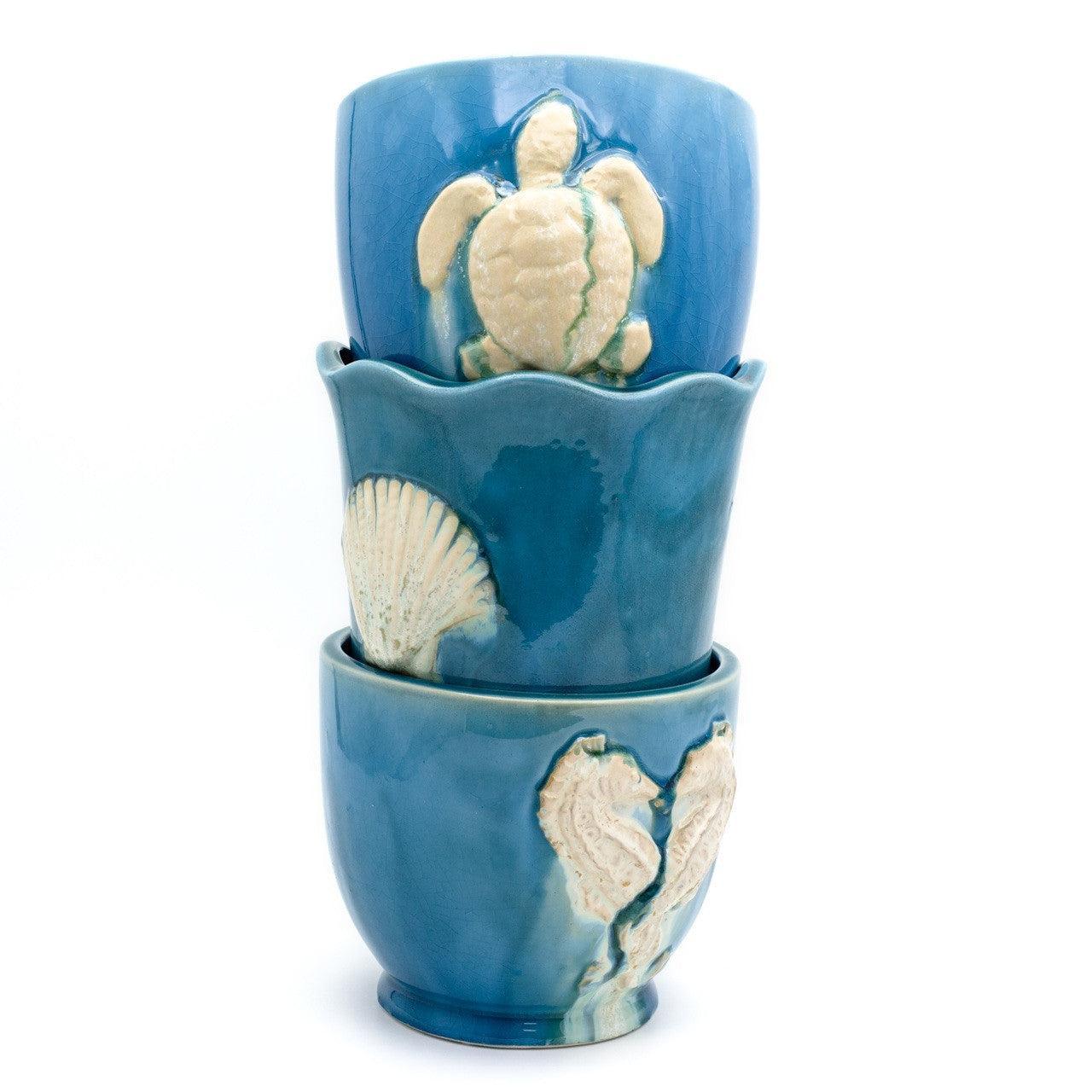 Ocean Grotto Sea turtle Round Planter - Che Cose Belle