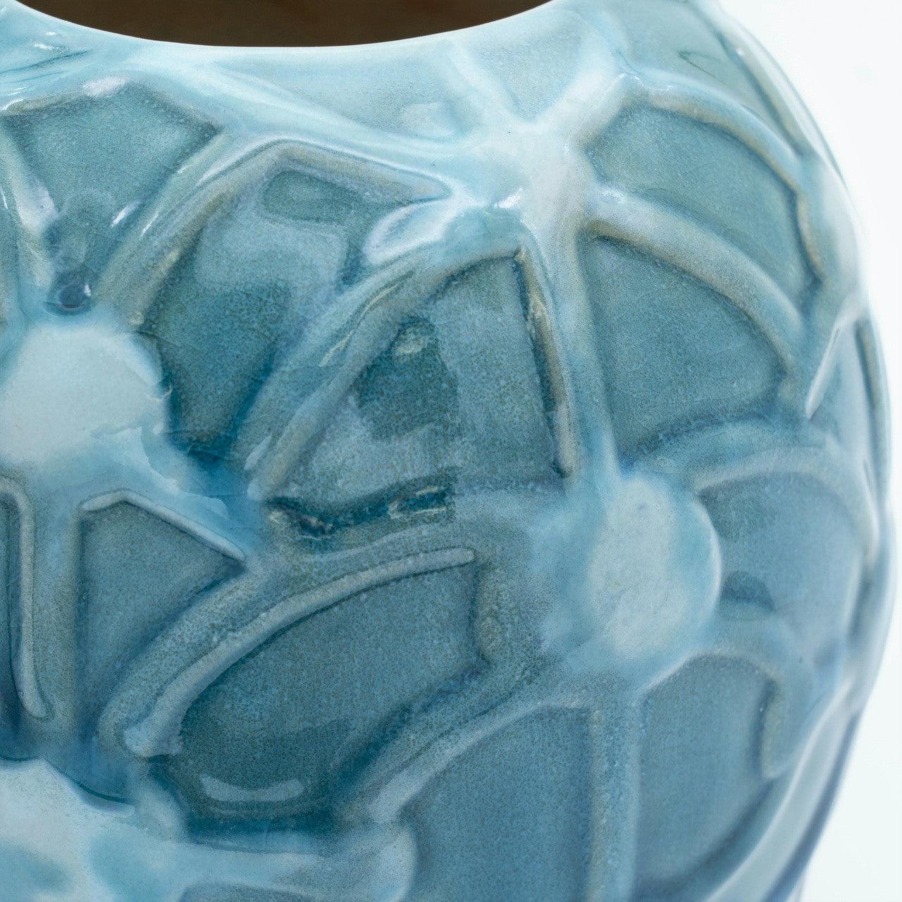 Grotto Aqua Rope Emboss Round Vase - Che Cose Belle