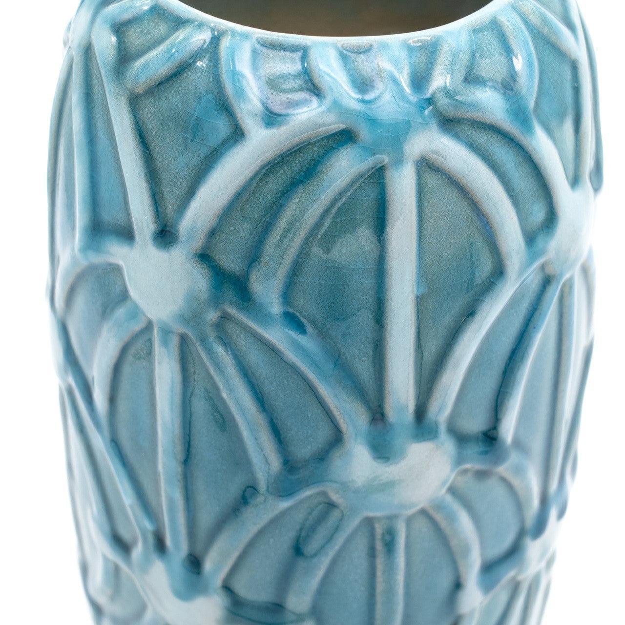 Grotto Aqua Rope Emboss Column Vase - Che Cose Belle