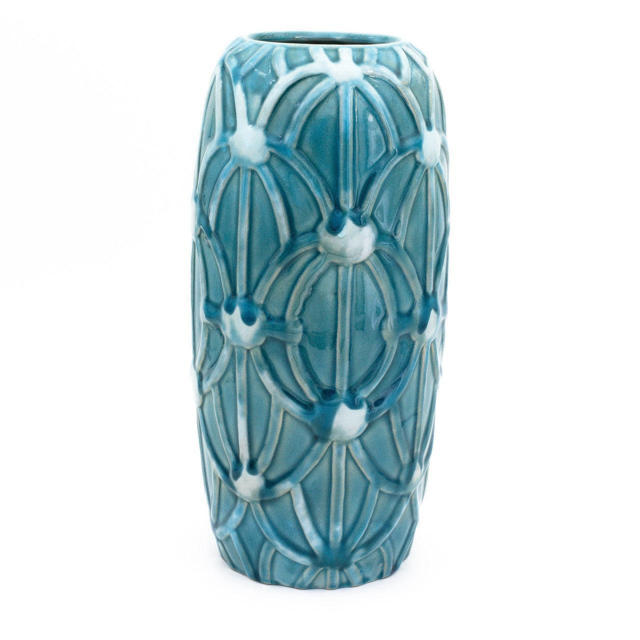 Grotto Aqua Rope Emboss Column Vase - Che Cose Belle