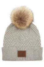 C.C Women's Heather Beanie Hat With Pom And Suede Patch