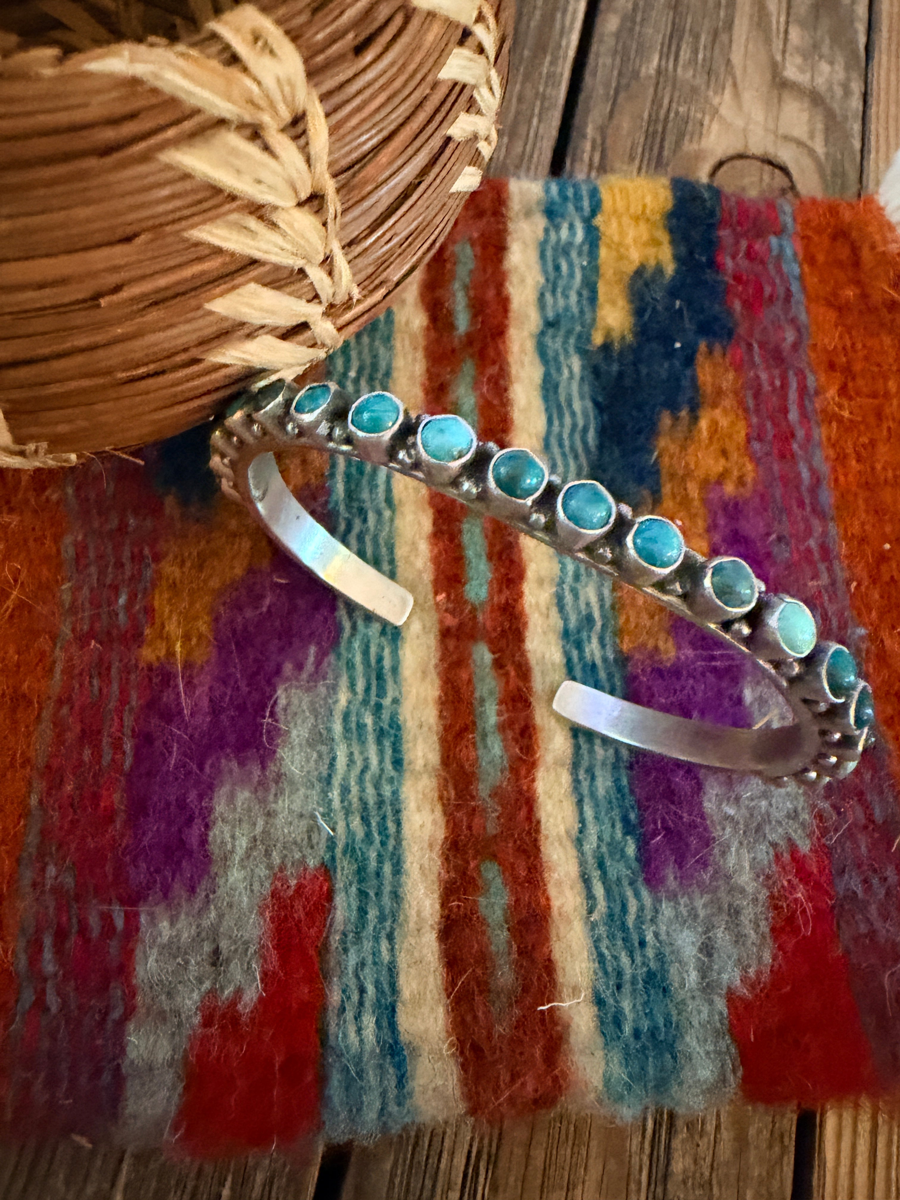 Handcrafted Sterling Silver & Turquoise Cuff Bracelet by Sheila Tso
