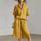 Short-Sleeve Shirt & Loose Shorts Two-Piece Set
