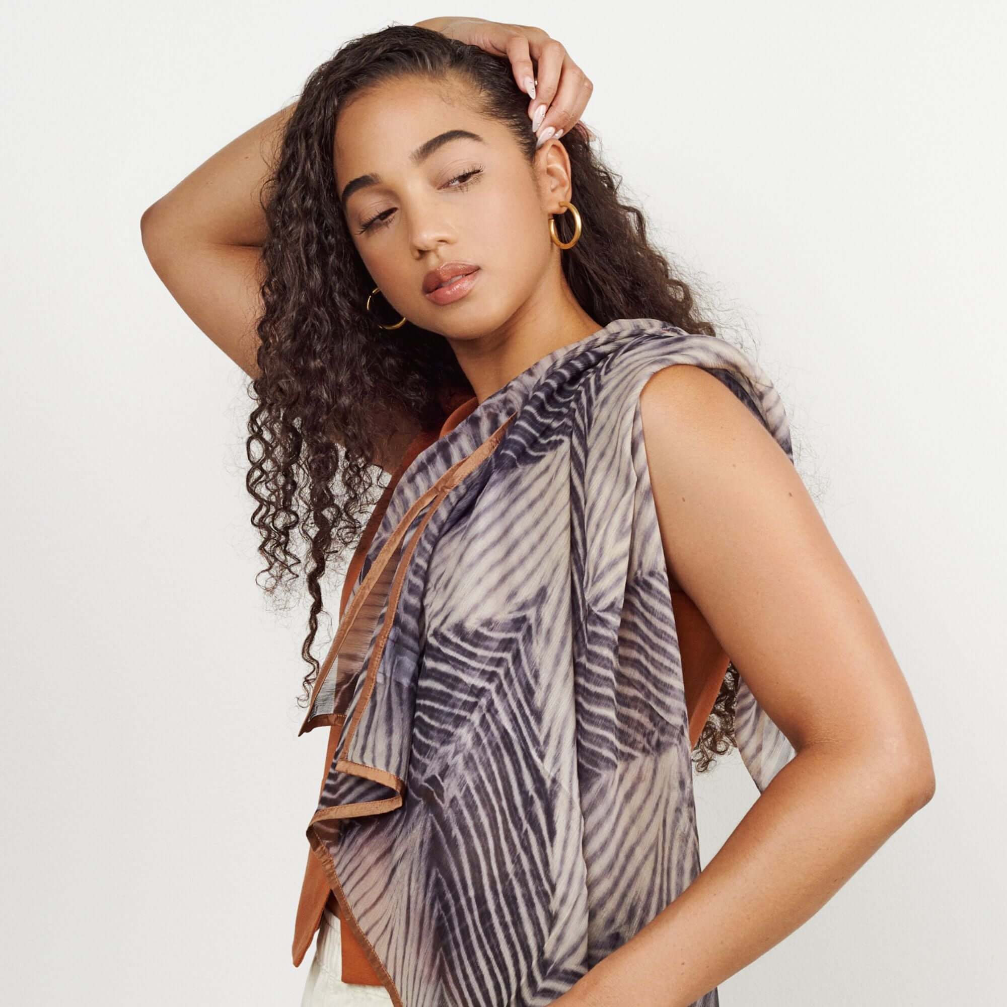 Samu Hand Crafted  Shibori Print Silk Chiffon Sqaure Scarf