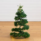 34" UV Resistant Pre-Lit Artificial Spiral Pop Up Christmas Tree with 45 LED Lights and Bow Topper (Indoor/Outdoor) - Che Cose Belle
