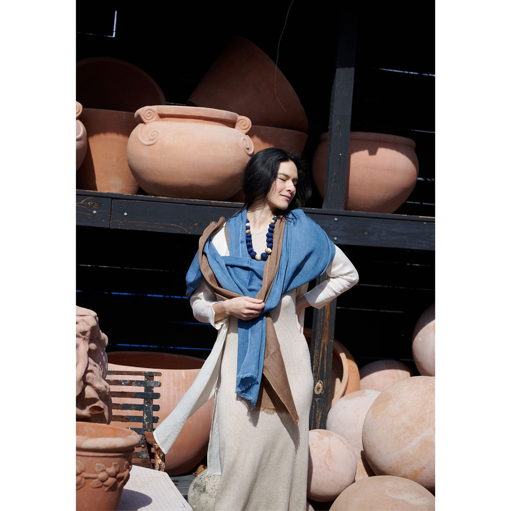 Mahogany Sky Soft Linen Silk Handloom Scarf