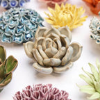 Ceramic Flower Wall Art Succulent Blue 12: Succulent Light Blue