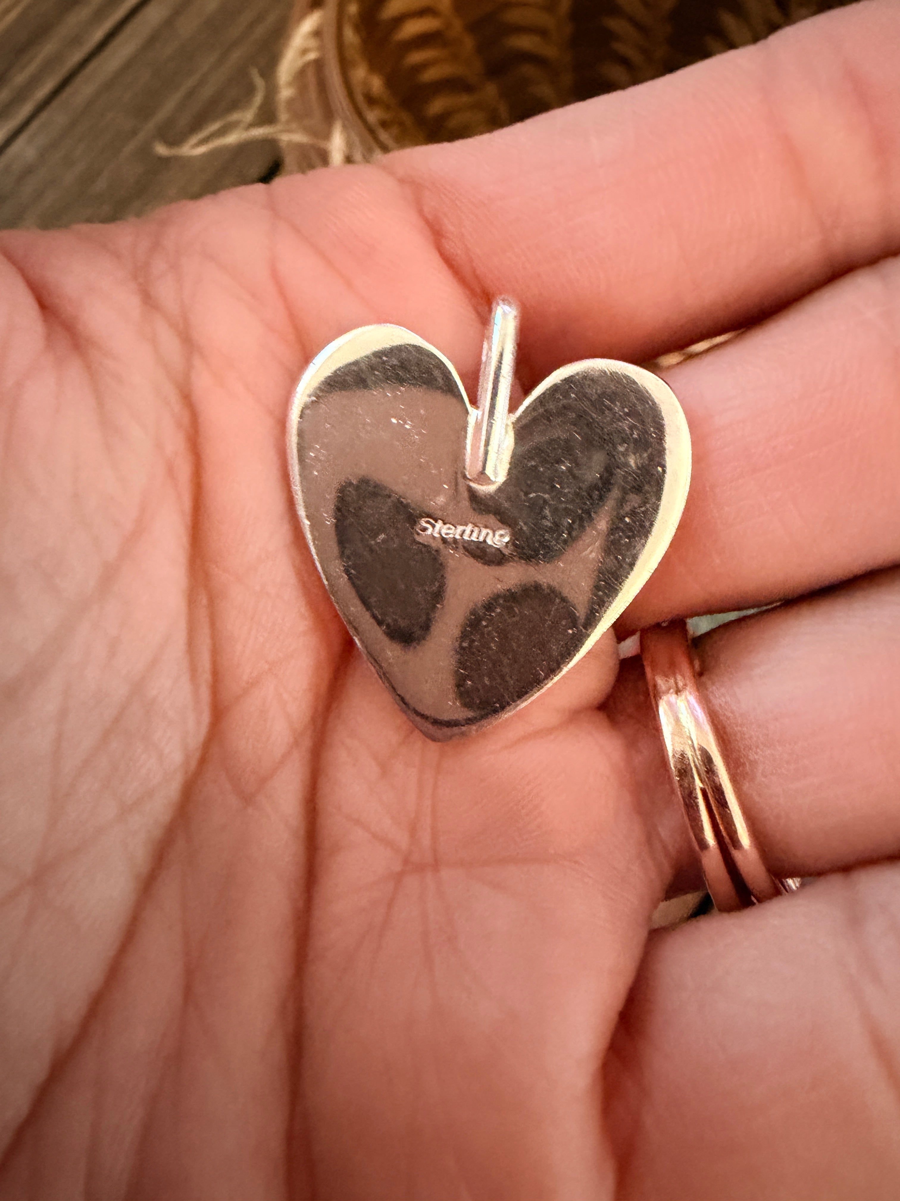 Handcrafted Sterling Silver & White Buffalo Heart Pendant by Joseph Martinez