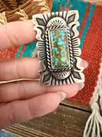 Handcrafted Number 8 Turquoise & Sterling Silver Ring Size 7.75 by John Nelson