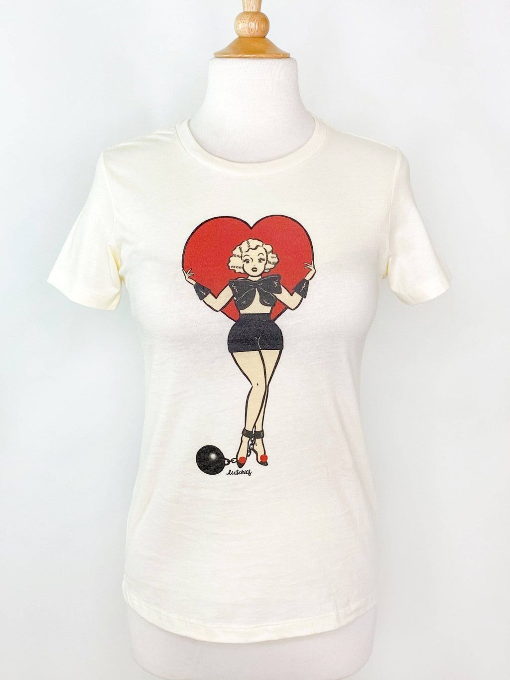 Prisoner of Love Fitted Tee in Ivory - X-LARGE